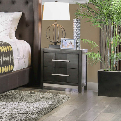 Vela Solid Wood 2-Drawer Nightstand in Grey