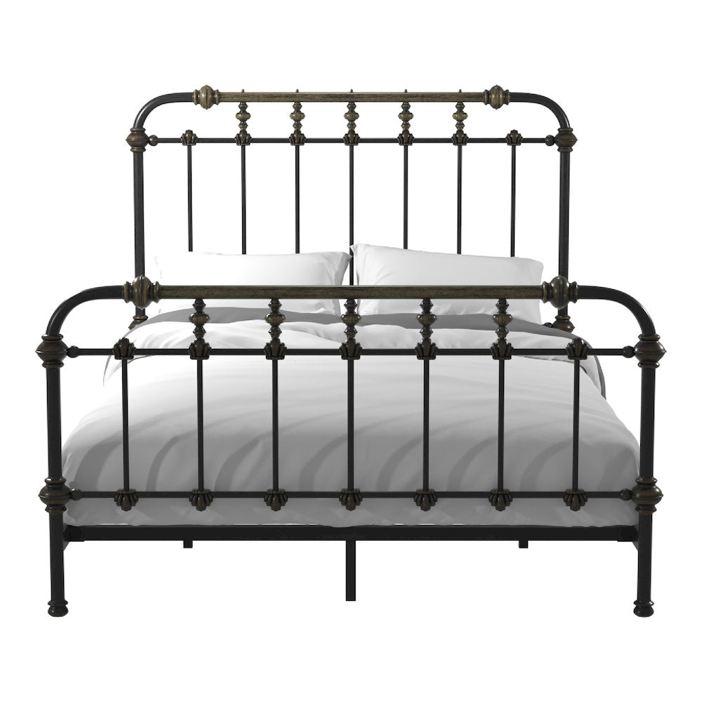 Cecil Transitional Metal Queen Spindle Bed in Antique Black