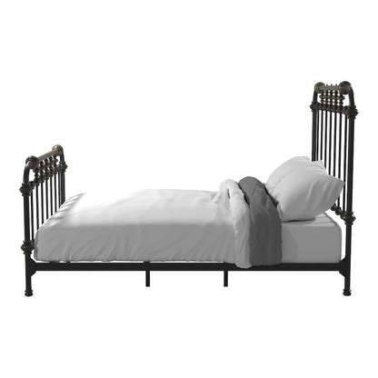 Cecil Transitional Metal Queen Spindle Bed in Antique Black