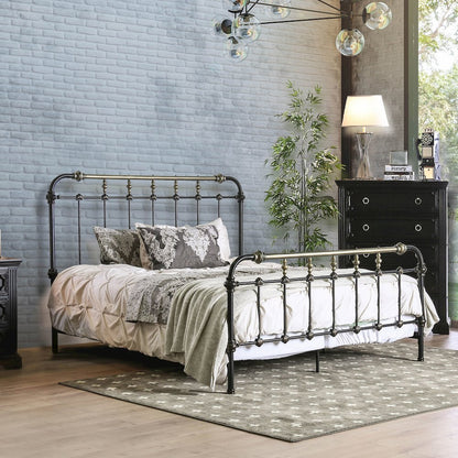 Cecil Transitional Metal Queen Spindle Bed in Antique Black