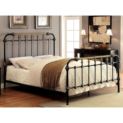 Cecil Transitional Metal Queen Spindle Bed in Antique Black