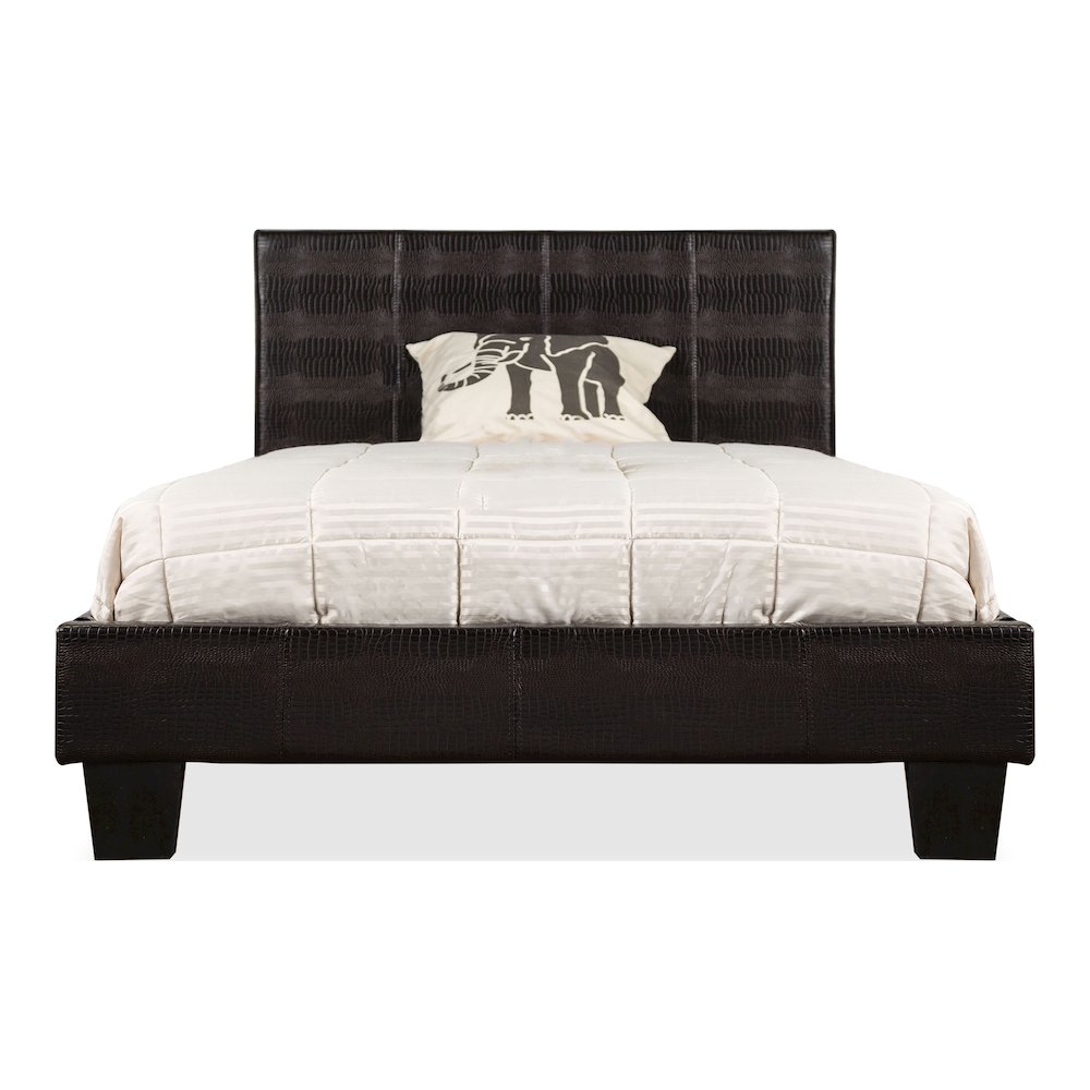 Nicole Wood Frame Faux Leather Platform Bed in Black