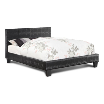 Nicole Wood Frame Faux Leather Platform Bed in Black