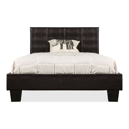 Nicole Wood Frame Faux Leather Platform Bed in Black