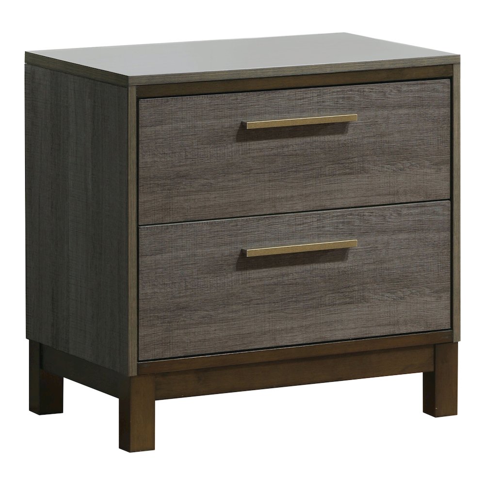 Charlsie Solid Wood 2-Drawer Nightstand in Antique Gray