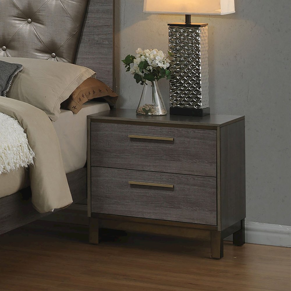 Charlsie Solid Wood 2-Drawer Nightstand in Antique Gray