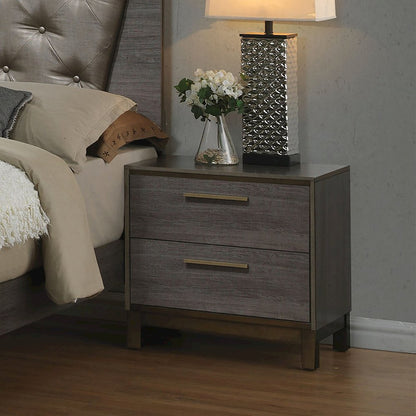 Charlsie Solid Wood 2-Drawer Nightstand in Antique Gray
