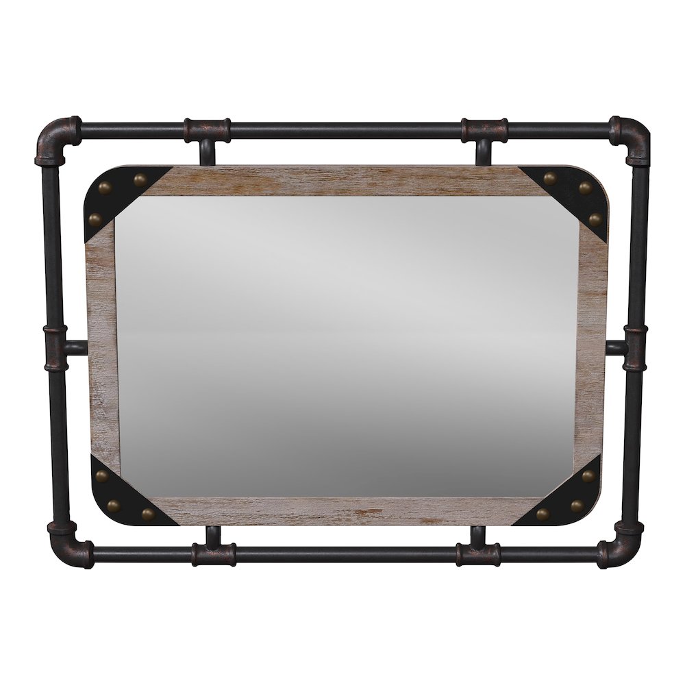 Gee Industrial Metal Wall Mirror in Antique Black