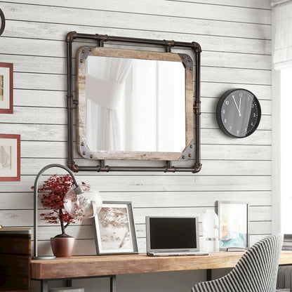 Gee Industrial Metal Wall Mirror in Antique Black
