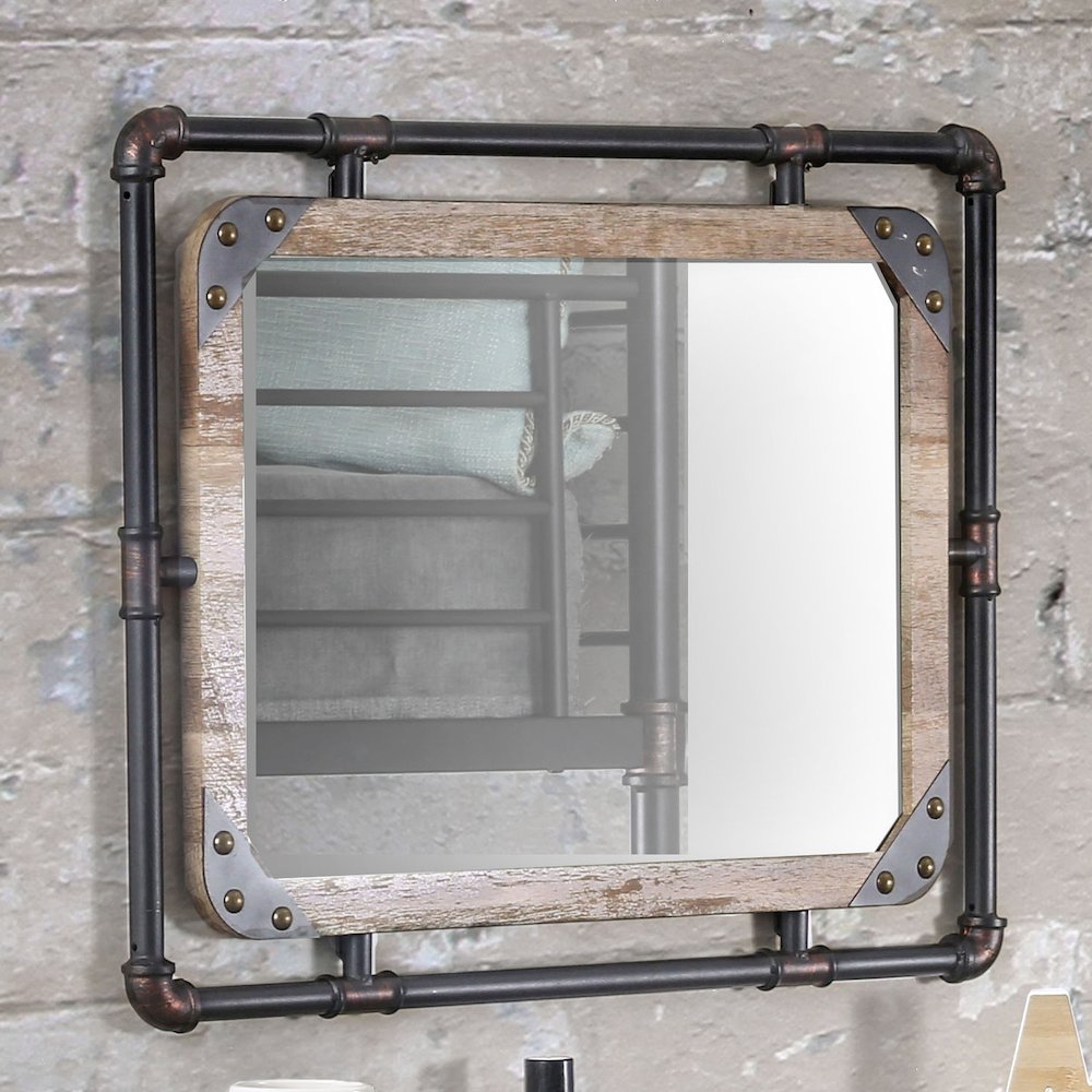 Gee Industrial Metal Wall Mirror in Antique Black