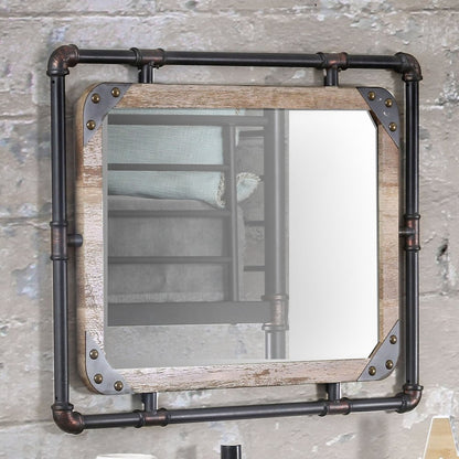Gee Industrial Metal Wall Mirror in Antique Black