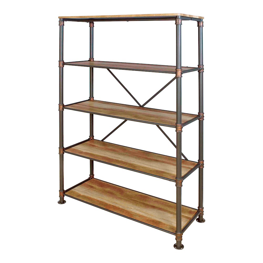 Gee Industrial Metal 4-Shelf Bookcase in Antique Black