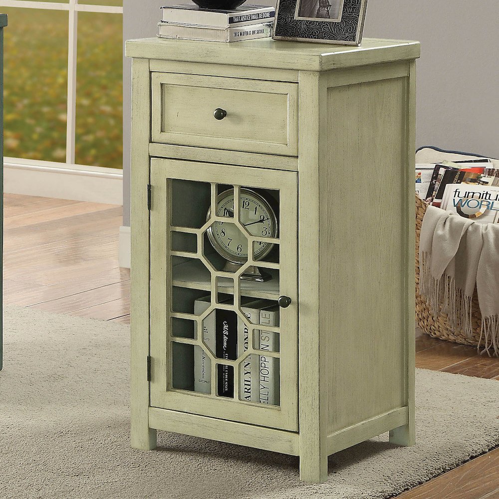 Jennifer I Wood 1-Drawer Side Table in Antique White