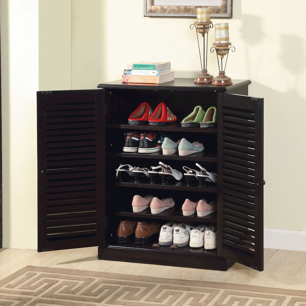 Medley Transitional Wood 5-Shelf Shoe Cabinet in Espresso