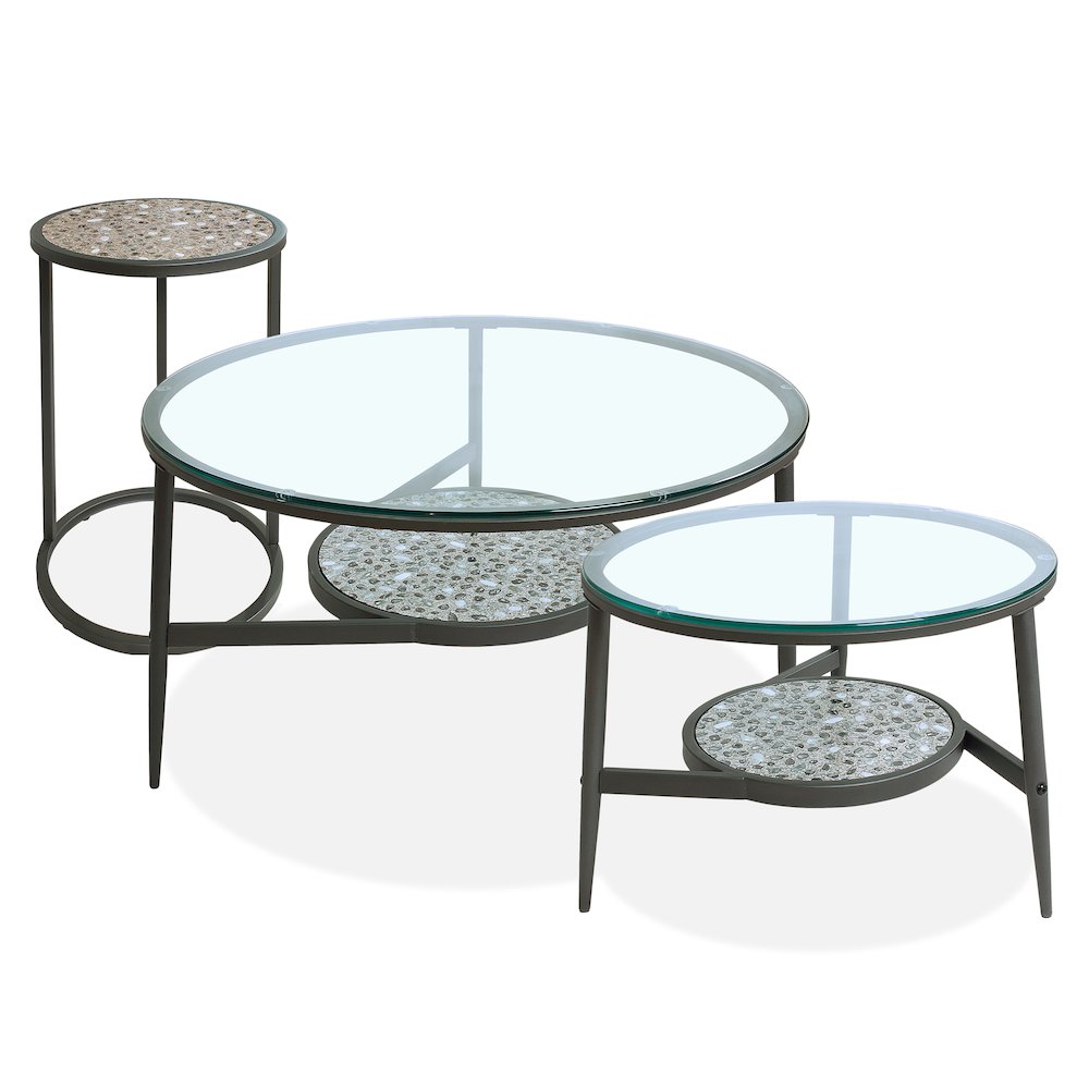 Fornya Casual 3-Piece Metal Nesting Table Set in Gray