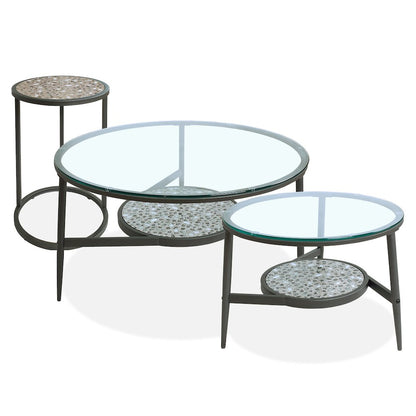 Fornya Casual 3-Piece Metal Nesting Table Set in Gray