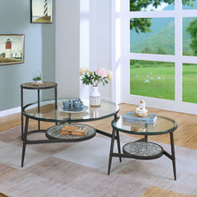 Fornya Casual 3-Piece Metal Nesting Table Set in Gray