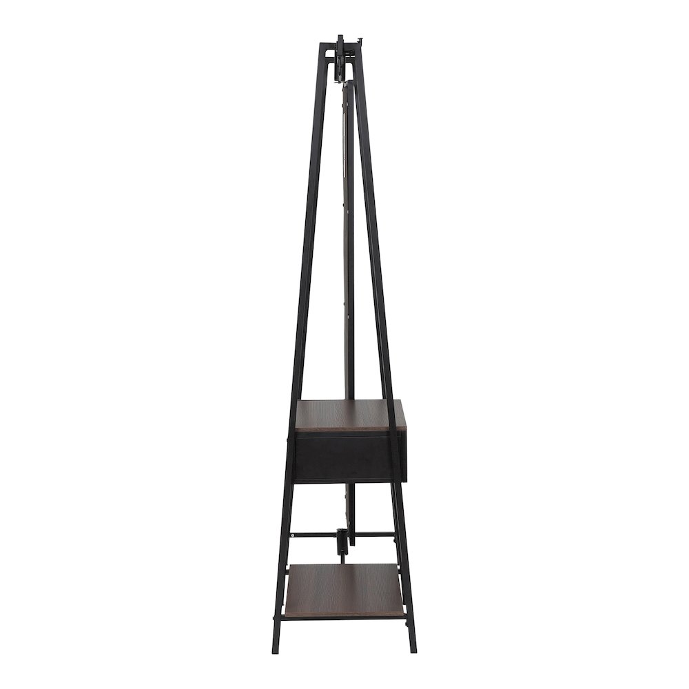 Loeff Metal Coat Stand with Mirror in Matte Black
