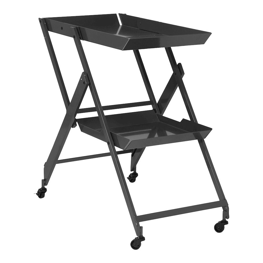 Prescotty Modern Metal Foldable Serving Cart in Black