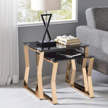 Abair 2-Piece Glass Top Nesting Table in Gold