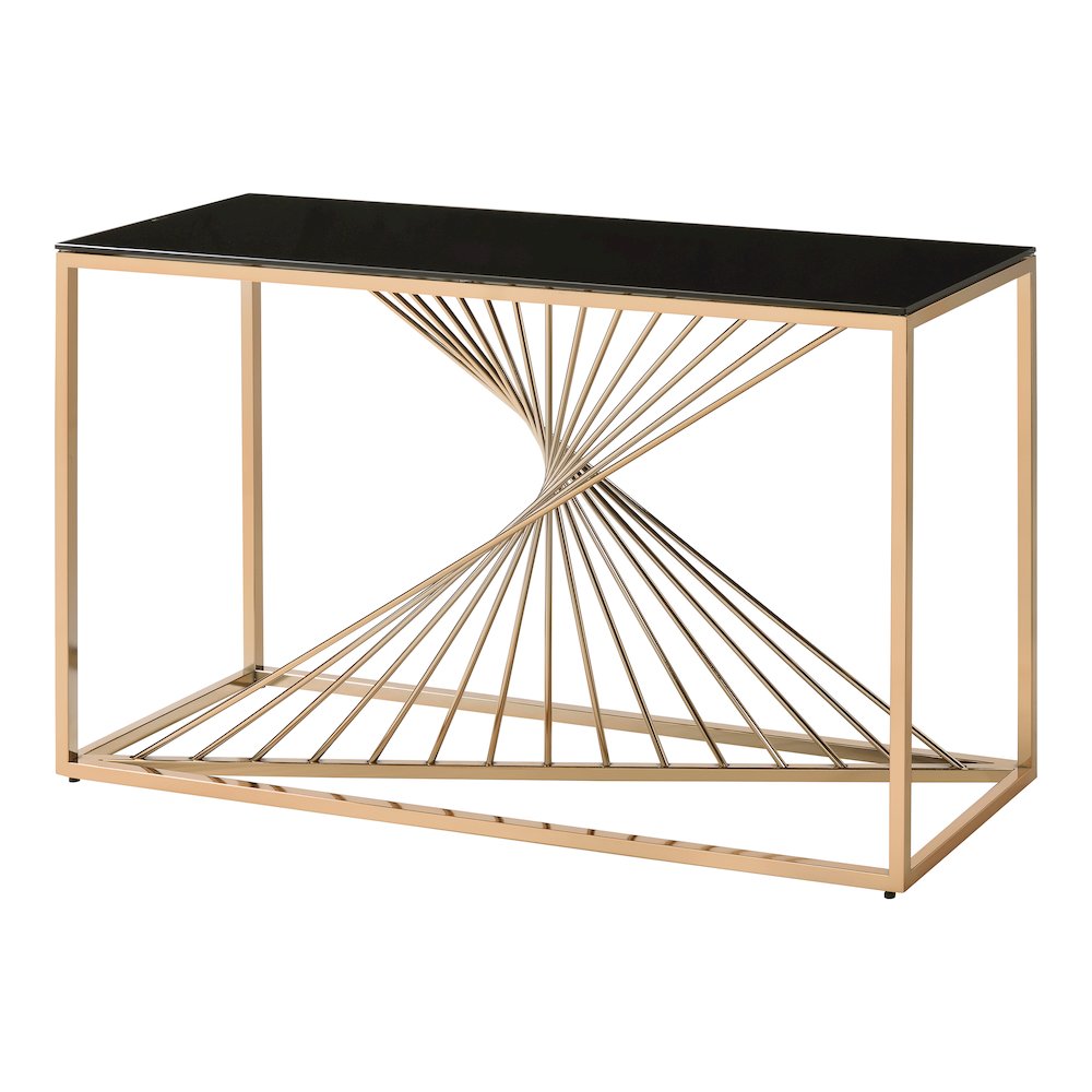 Jonnah Modern Glass Top Console Table in Gold
