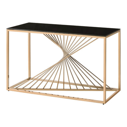 Jonnah Modern Glass Top Console Table in Gold