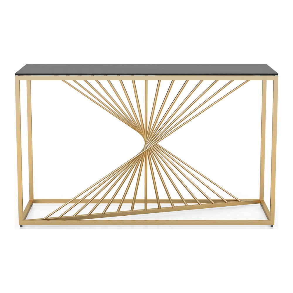 Jonnah Modern Glass Top Console Table in Gold