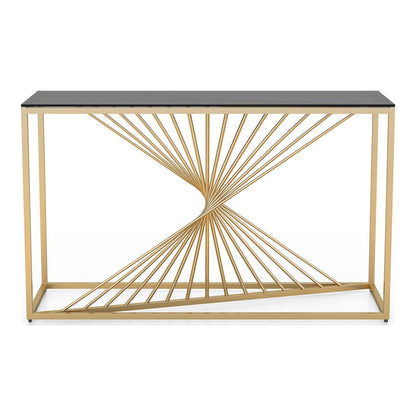 Jonnah Modern Glass Top Console Table in Gold