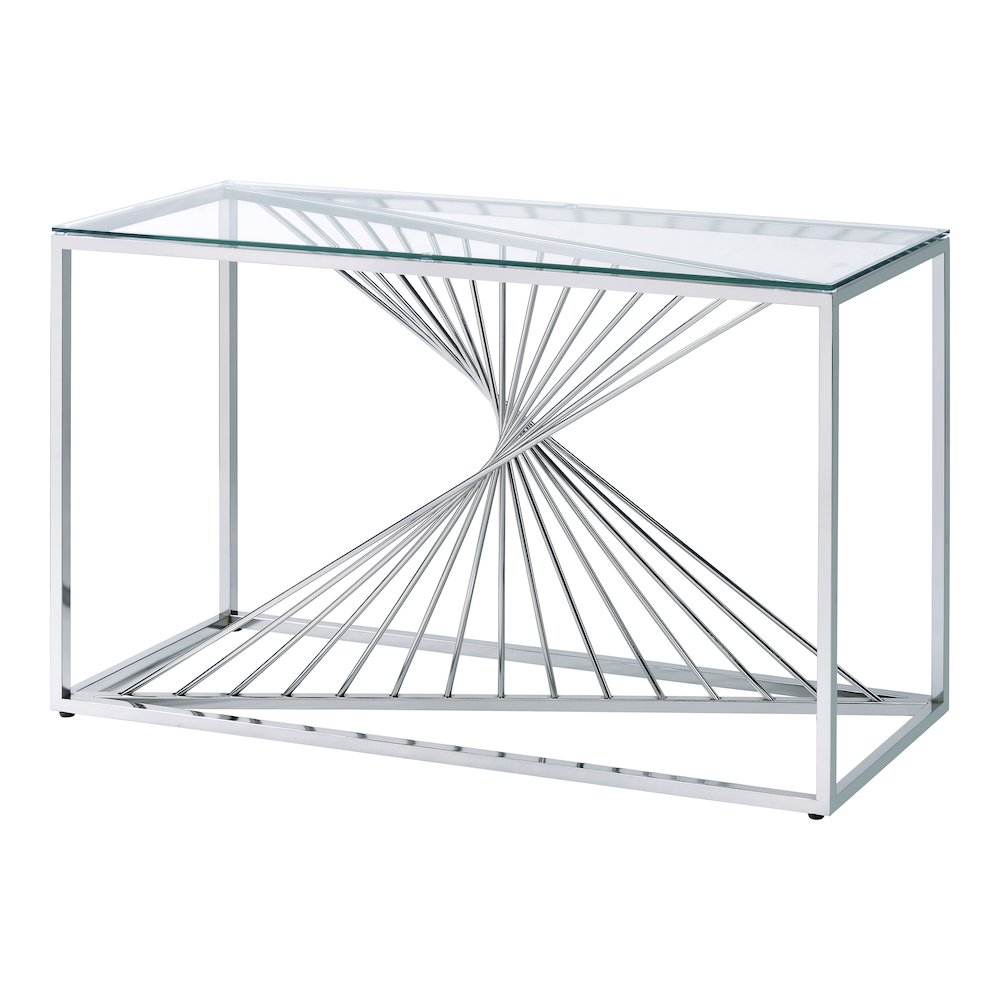 Jonnah Modern Glass Top Console Table in Chrome