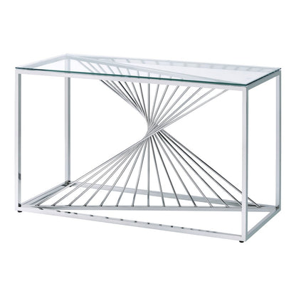 Jonnah Modern Glass Top Console Table in Chrome