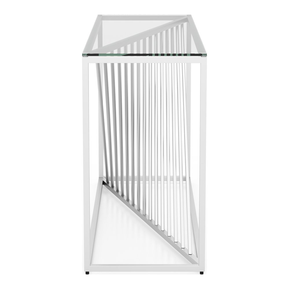 Jonnah Modern Glass Top Console Table in Chrome