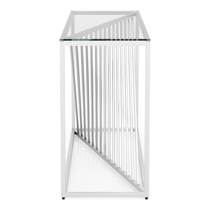 Jonnah Modern Glass Top Console Table in Chrome