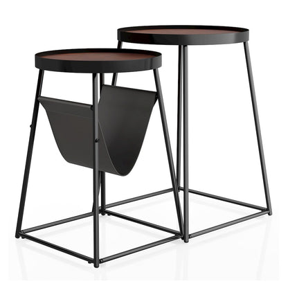 Lassatov Metal 2-Piece Nesting Table in Matte Black