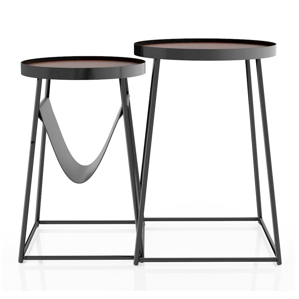 Lassatov Metal 2-Piece Nesting Table in Matte Black