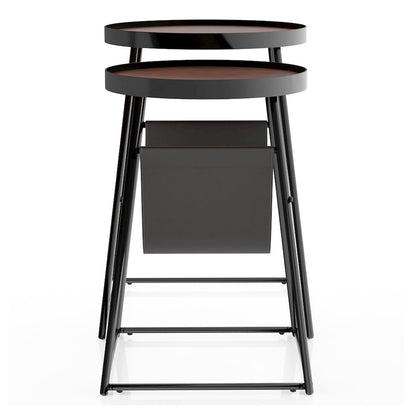 Lassatov Metal 2-Piece Nesting Table in Matte Black