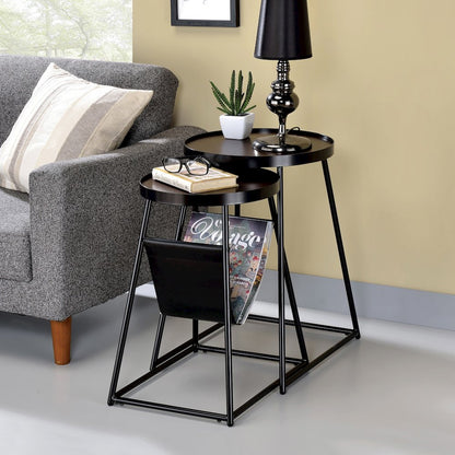 Lassatov Metal 2-Piece Nesting Table in Matte Black