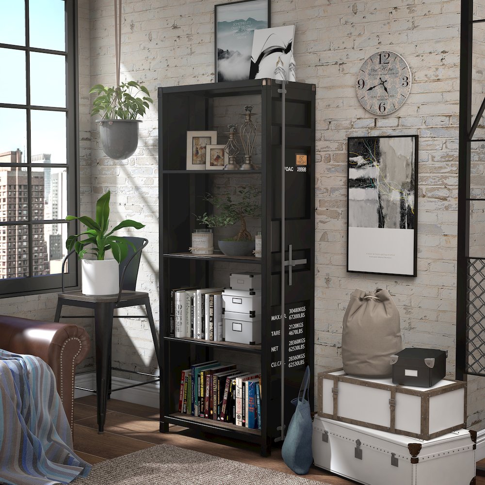Mandom Modern Metal 4-Shelf Bookcase