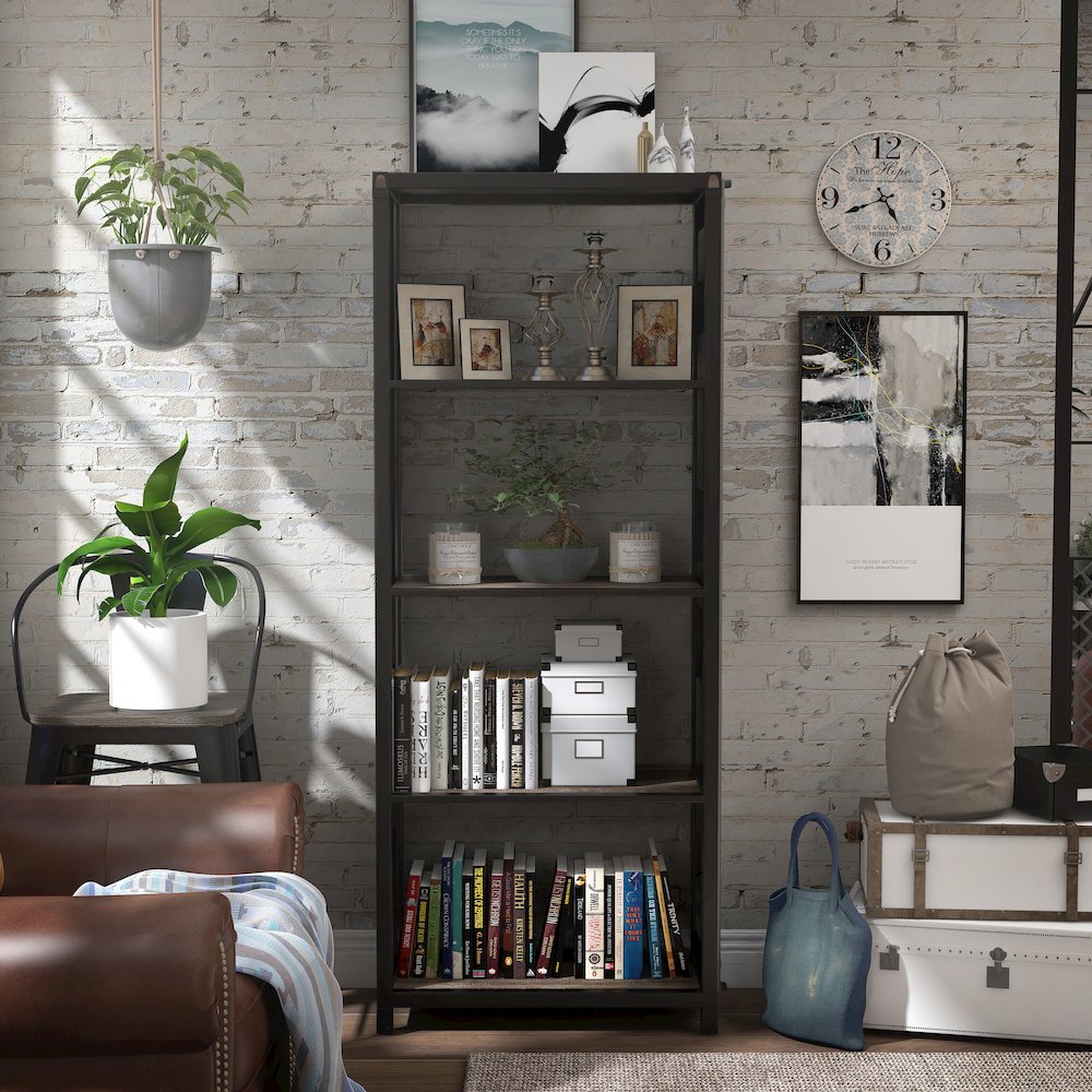 Mandom Modern Metal 4-Shelf Bookcase