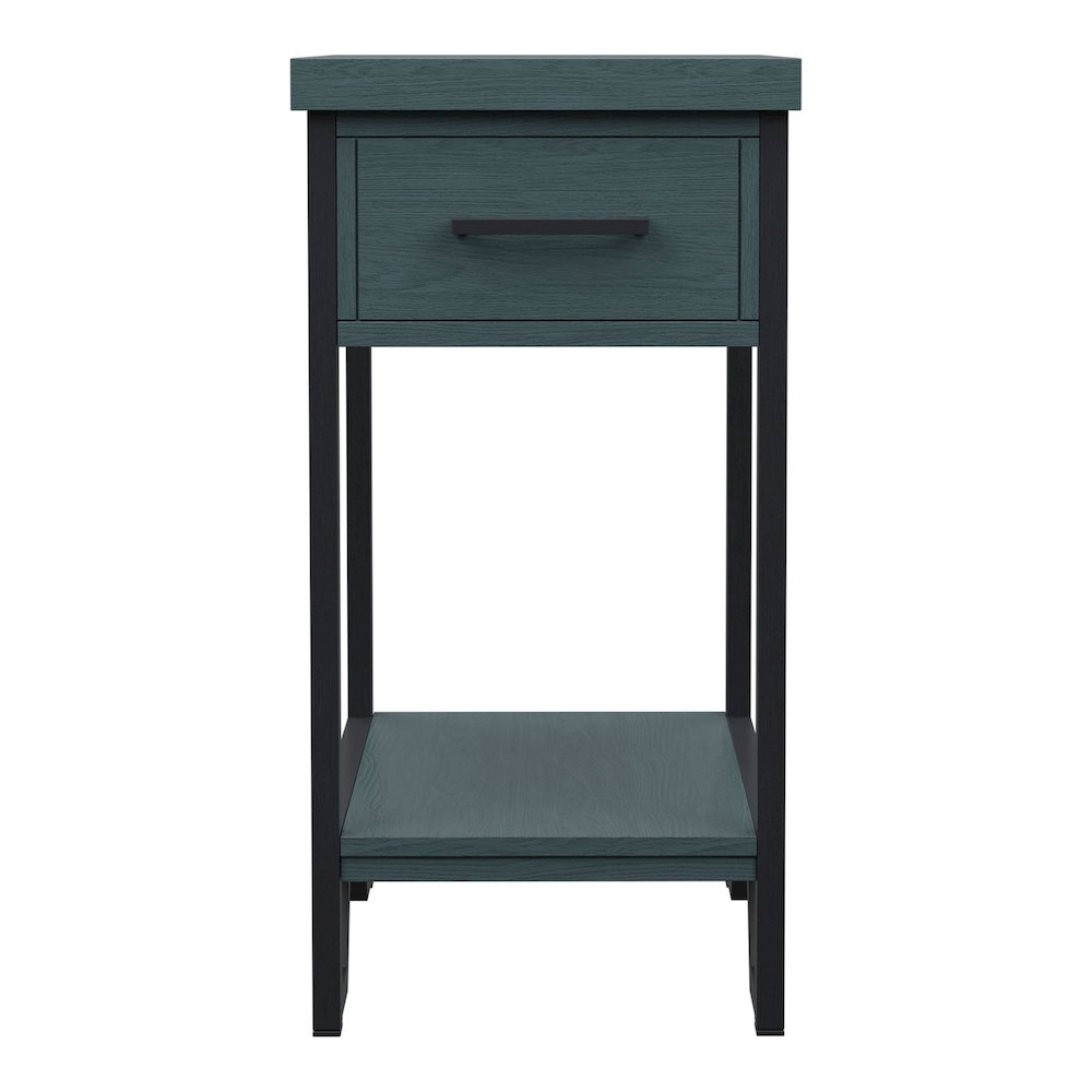 Sims Transitional Wood 1-Shelf Side Table in Antique Green