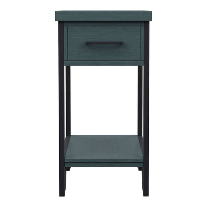 Sims Transitional Wood 1-Shelf Side Table in Antique Green