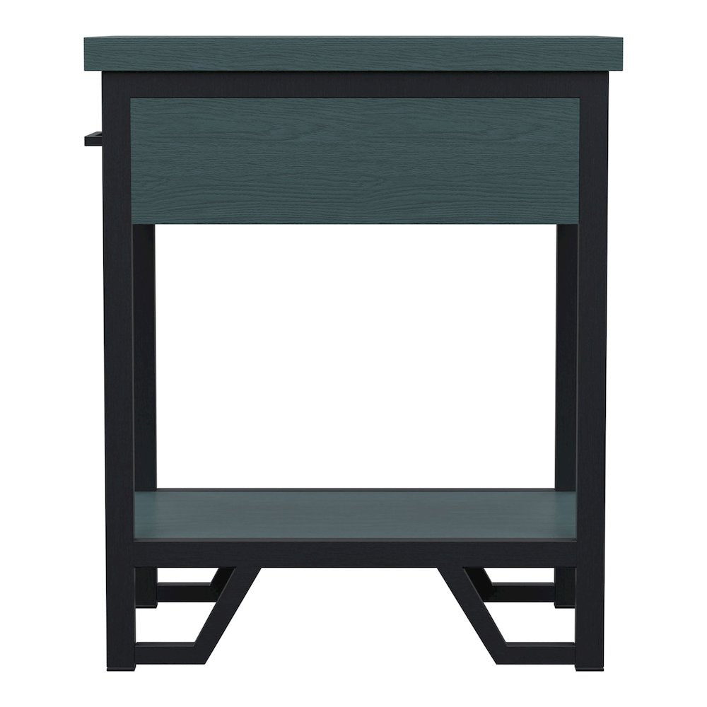Sims Transitional Wood 1-Shelf Side Table in Antique Green