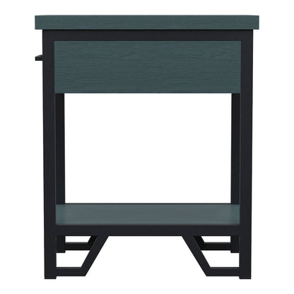 Sims Transitional Wood 1-Shelf Side Table in Antique Green