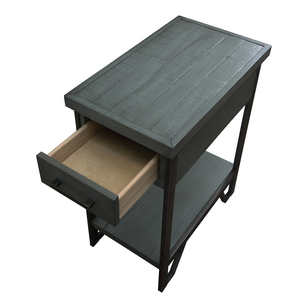 Sims Transitional Wood 1-Shelf Side Table in Antique Green