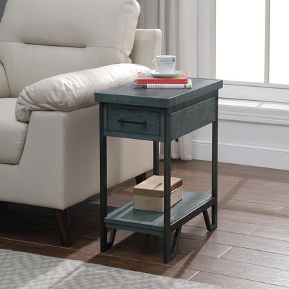 Sims Transitional Wood 1-Shelf Side Table in Antique Green