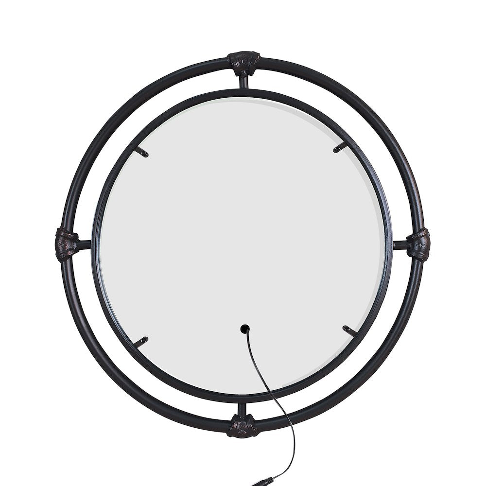 Mizen Metal Round Wall Mirror in Black and Copper