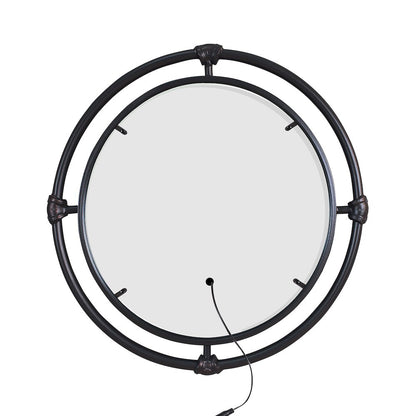 Mizen Metal Round Wall Mirror in Black and Copper