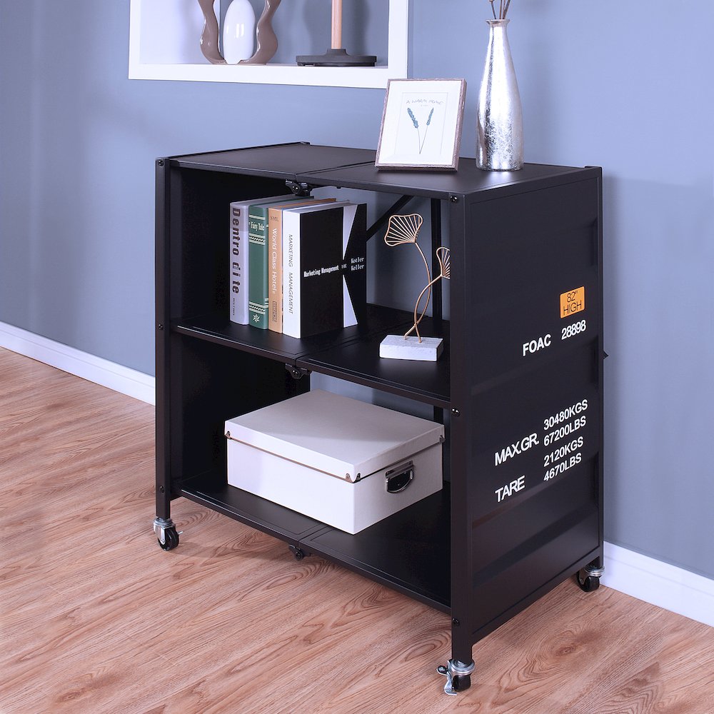 Lionna Metal Folding Bookcase with Wheels