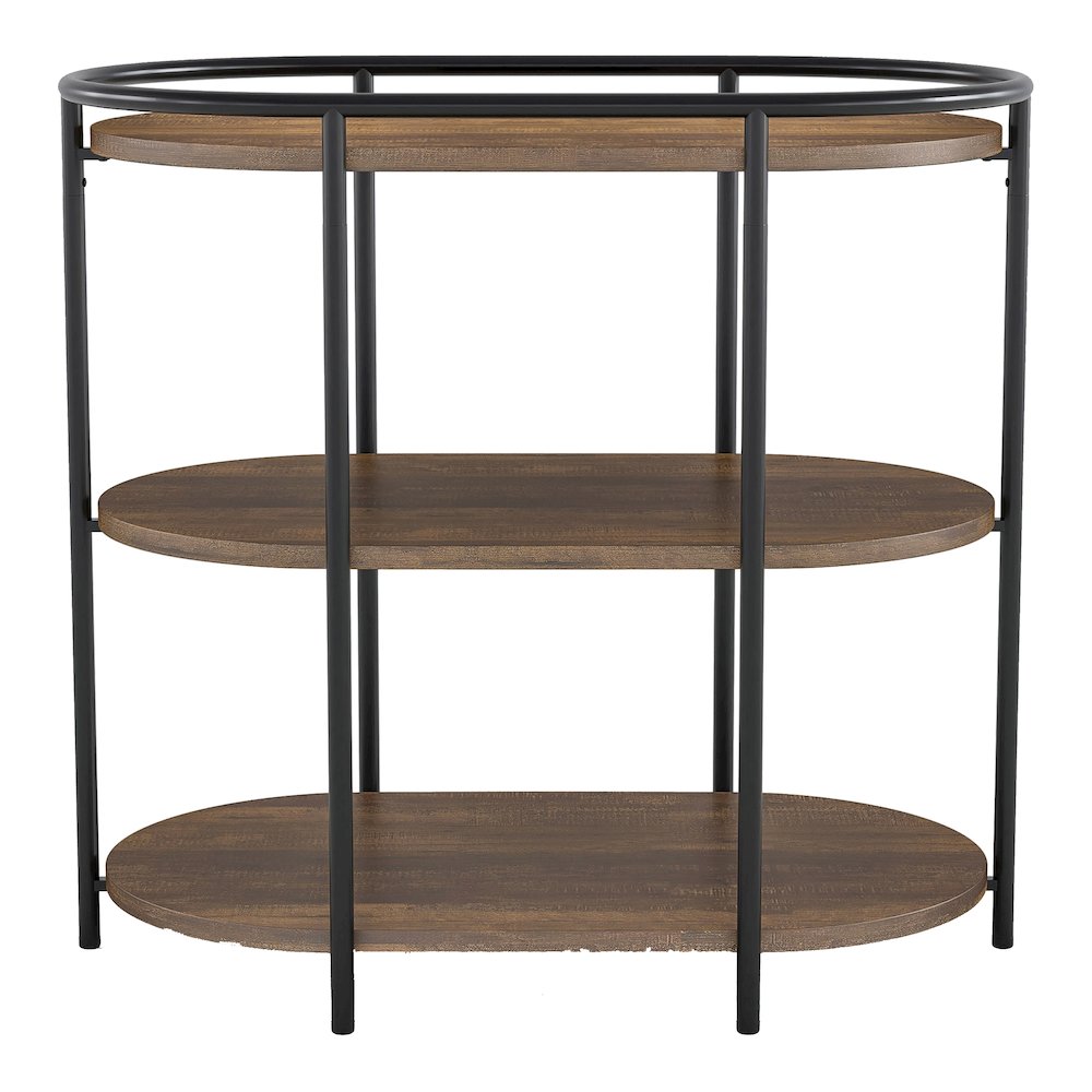 Preton Rustic Metal Side Table with USB Ports in Matte Black