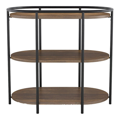 Preton Rustic Metal Side Table with USB Ports in Matte Black