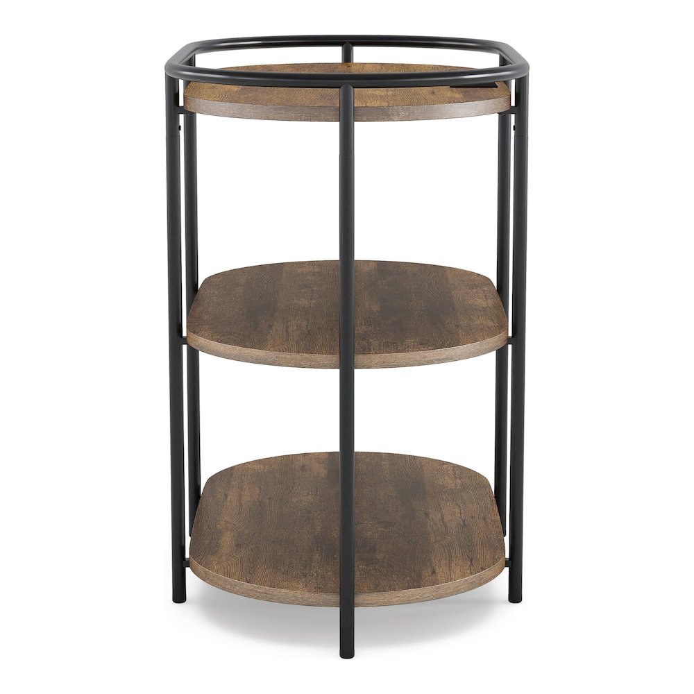 Preton Rustic Metal Side Table with USB Ports in Matte Black